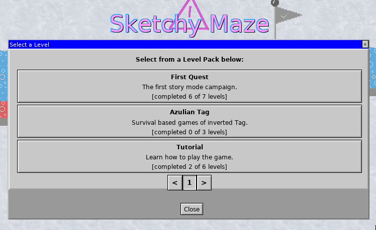 Screenshot of Level Packs window